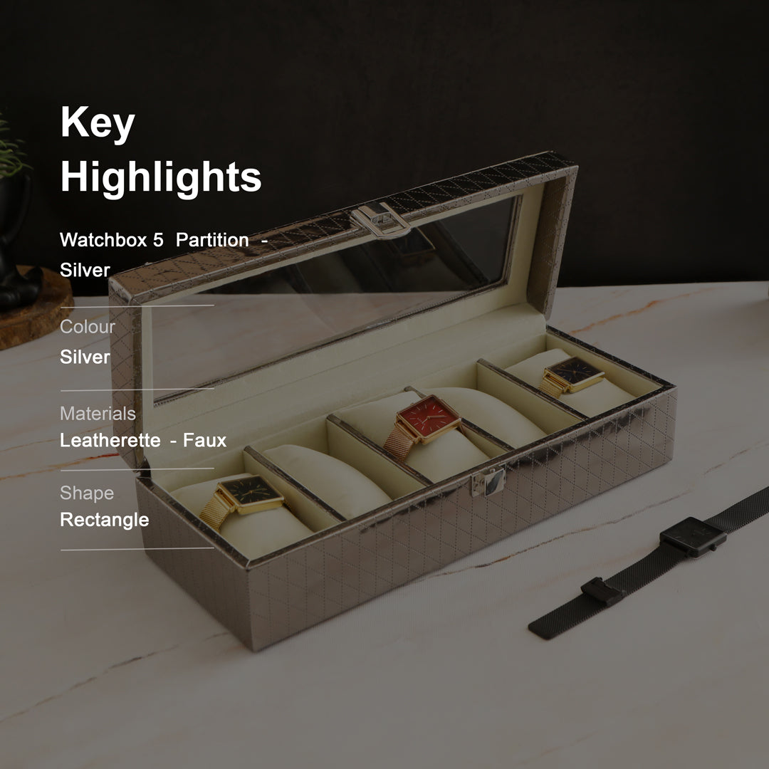Watch Box 5 Partition - Silver