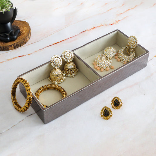 Jewellery Tray 2 partition - Silver