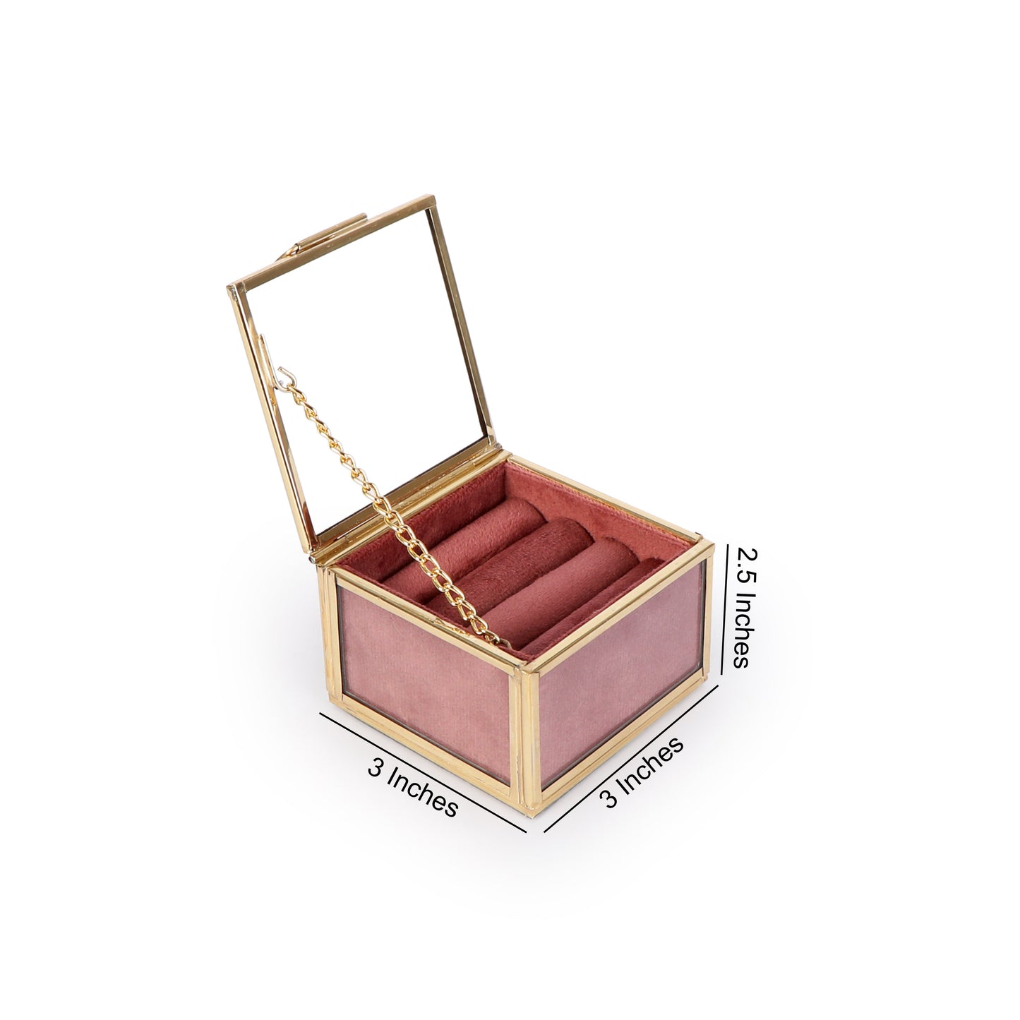 Glass & Metal Ring Box - Pink